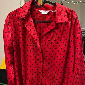 Vintage Oscar De La Renta Expressions - Red blouse with black pola dots